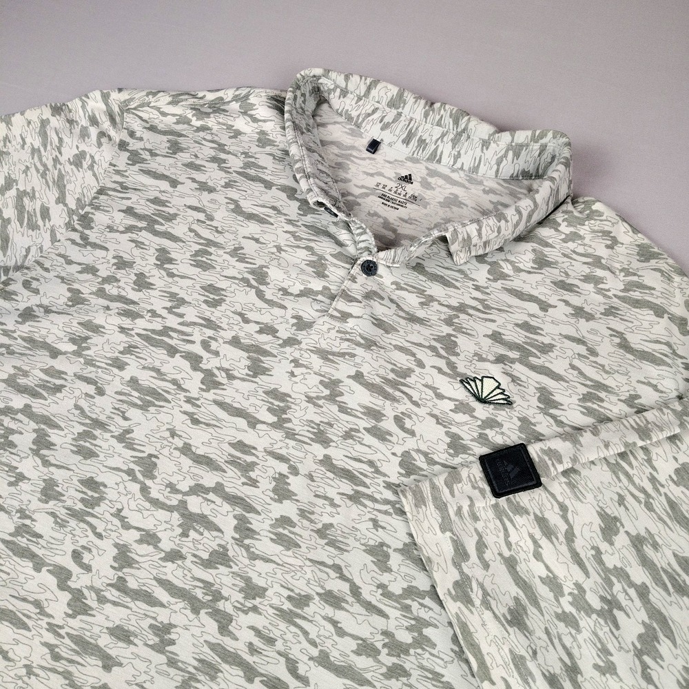 Adidas Polo Shirt Men's 2XL XXL Green Camo Go To Printed Mesh Polo Performance